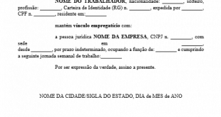 Modelo de declaração de trabalho - PDF e Word