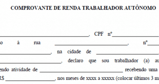 Comprovante de Renda Autônomo (doc e pdf)